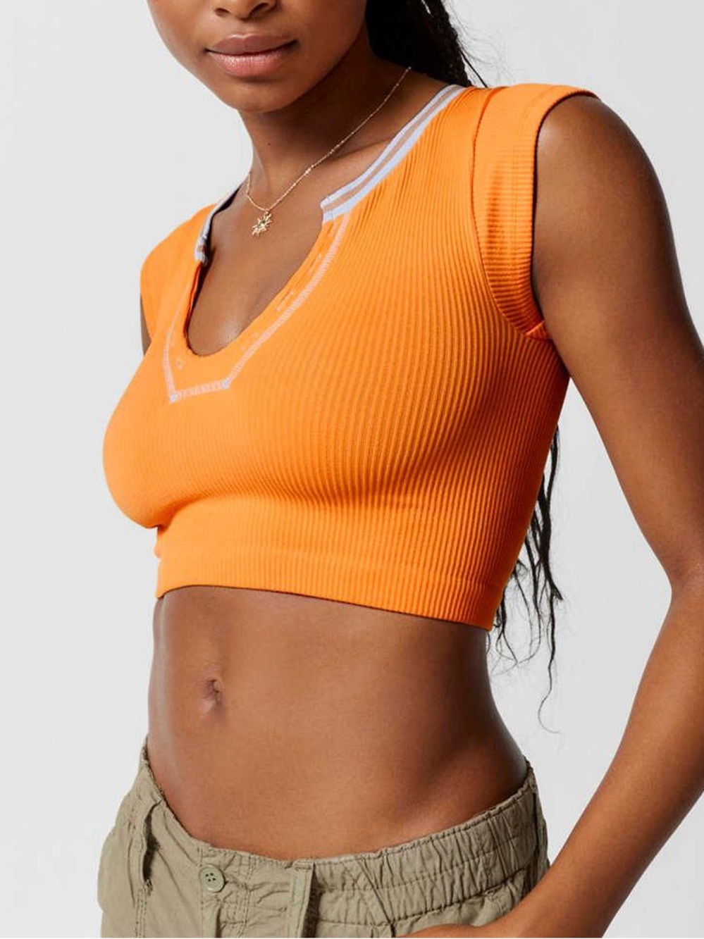 Urban Outfitters Out From Under Short Sleeve Henley Top Tee Ribbed
